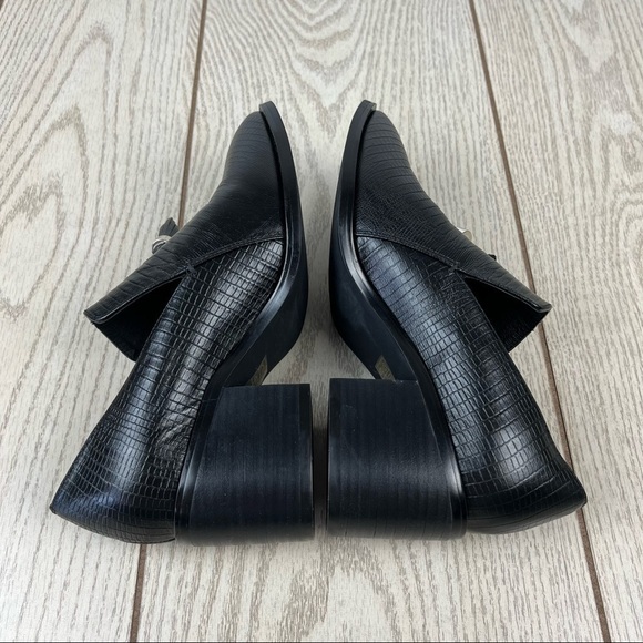 Jeffery Campbell Torbett Heeled Tassel Loafers 8 Black Croc Embossed $168 - Picture 5 of 10